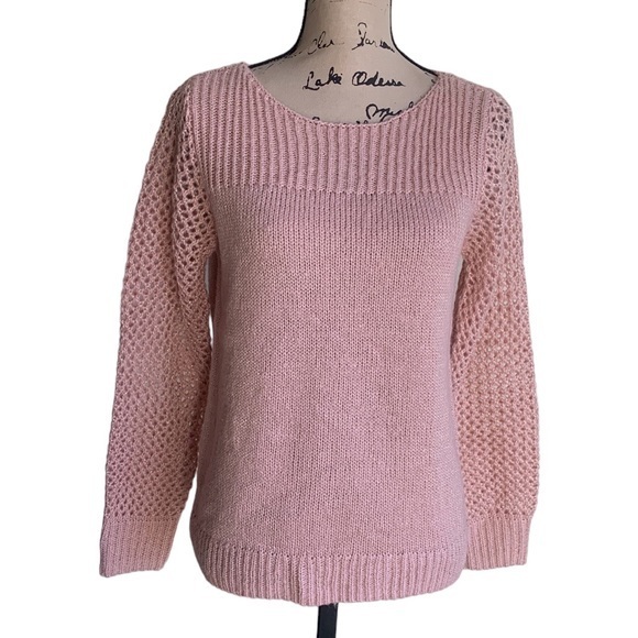 Amaryllis Metallic Knit Pink Sweater Sz Small - Picture 1 of 12